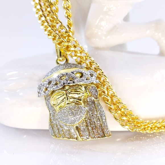 24" x 5mm Cuban Chain + Holy Man Pendant - Picture 5 of 8